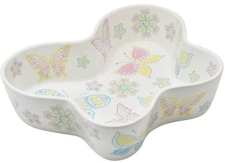 Temp-Tations Ceramic Pie Pan for Baking 10, Colorful All A-Flutter - Deep Stoneware Pot or Apple Pie Dish, Dishwasher Safe Quiche Baking Dish, Scalloped Non-Stick Fluted Tart Cake Pan Oven Plate Mold