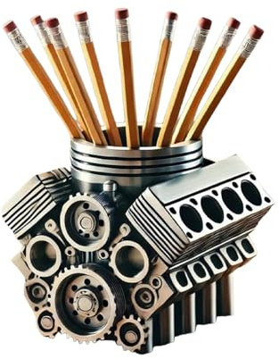 Motorblock-Stiftehalter – Stiftehalter Mit V8-Motor | Schreibtisch-Schreibwaren, Make-up-Pinsel-Behälter, Tisch-Dekoration Für Wohnzimmer, Schlafzimmer