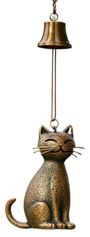 Tiere Windspiel Kinder, Katze Windspiel für Draußen, Kupfer Klangspiel Elegante Tierfiguren mit Glöckchen, Garten Dekoration Hängende Korridor Decor
