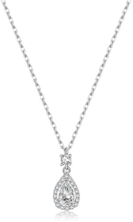 SLUYNZ Halskette aus 925er-Sterlingsilber mit Zirkonia-Steinen, Tropfenform, für Damen und Teenager, Kristall-Tropfen-Anhänger