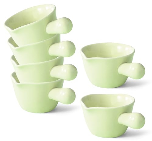 Mafagwre 6 Pièces Mini Pot À Lait Blanche, 90 ML Mini Pots À Lait en Céramique, Bols De Sauce avec Poignée, Petit Pot Sauce Porcelaine, Mini Pichet Crémier pour Cuisine, Café, Thé, Lait (C)