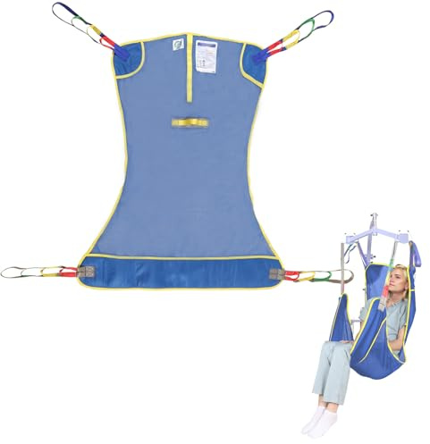EZ Assistive Universal Full Body Hoist Sling for Patient Lift, Large Bariatric Hoist Sling for Elderly & Disabled Mesh Transfer Sling for Shower with 500lbs Weight Capacity (Blue, M)