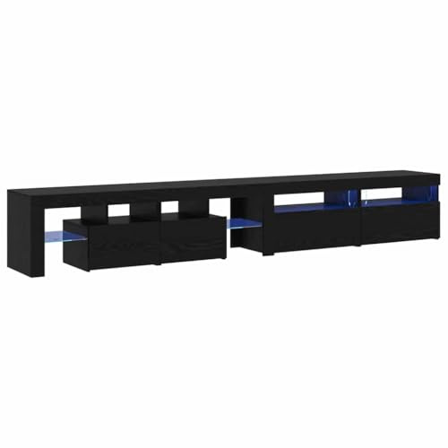 Iiaky Mobile Porta TV 260 cm con LED Mobile TV Soggiorno 260 cm Armadio per TV Armadietto e Ripiani -Rovere nero-260 cm