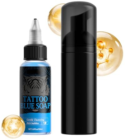 Sapone Per La Pulizia E Igiene Del Piercing,50ml Detergente Blu | Sapone Lavante Manutenzione Piercing Con Bottiglia Schiumogena - Destinato Agli Uomini Per Igiene Personale Quotidiana, Casa E Viaggio