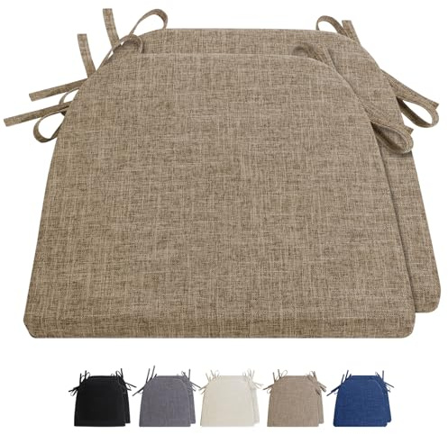 RUIXUAN Stuhlkissen 42 * 41 * 4cm Sitzkissen Stuhlauflage Outdoor Gartenstuhlkissen Sitzpolster Auflage für Rattanstühle Outdoor Stuhlkissen mit Bändern (u-leinen-2p)