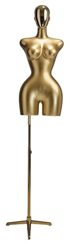 GUHPZA Weibliche Schaufensterpuppe Mit Elektrisch Beschichteten Köpfen, Verstellbarer Halterung, Geeignet Für Schaufenster Von Bekleidungsgeschäften Und Nähläden,Gold-Large