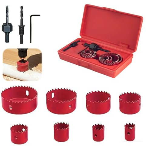 11Pcs Hole Saw Set, 19-64 mm Hole Cutter Set with Storage Box, Holesaw Set | Carbon Steel Downlights Drill Bit Tools for Soft Wood Hardwood Compressed Board Fibreboard Plastic Board