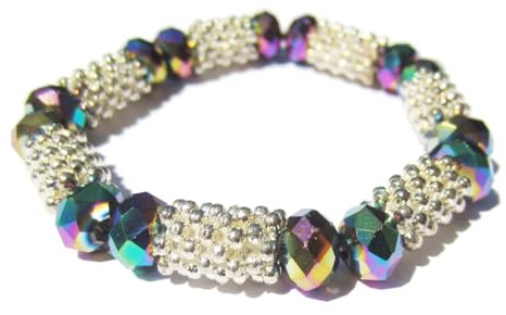 Bracelet Jeannette en Perles Irisées et Argentées, Élégance Moderne