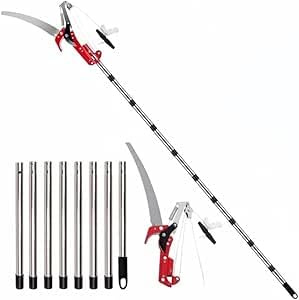 Telescopic Long Reach Tree Loppers - 82-402cm Extendable Pruner with 33cm Saw Blade, Lightweight Pulley-Operated Pole Pruner for High Branch Trimming