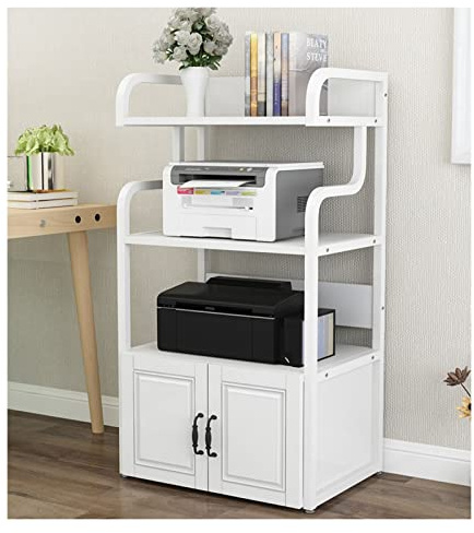 GLigeT Dormitorio Soporte for Impresora Estante Multiusos de Pie for Reproductor Multimedia Escáner Archivos Libros Horno Microondas en Cocina Sala Estar Oficina Casa, 4 Niveles, Blanco Oficina