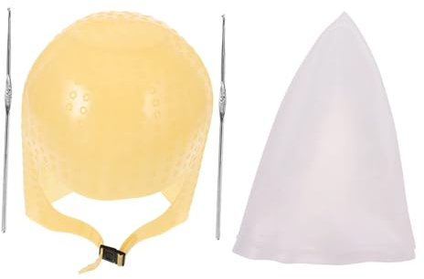 SWETRACE Cappuccio per Tintura Chioma in Silicone con Ago e Uncinetto per Colpi di Sole, 2 Pezzi, Applicazione Pulita e Utilizzo Versatile per Evidenziare Chioma a Casa