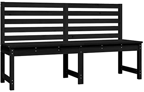 QJBSAVVA Gartenbank Schwarz 157,5 cm Massivholz Kiefer - Klassische Parkbank mit Rückenlehne, Robuste Sitzbank für Garten und Terrasse, 3-Sitzer Holzbank im Lattenrost-Design