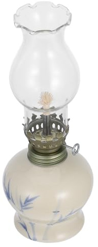 Healifty Vintage Petroleumlampe Keramik Glas Vintage Petroleumlampen Vielseitig Einsetzbar Für Haushalt Und Retro Dekorationsobjekt Für Innen Und Außenbereich