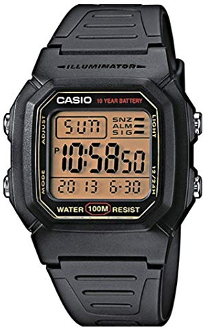 Casio Collection W-800HG-9AVES, Reloj Cuadrado con Luz LED para Hombre, Negro