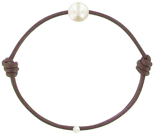 LES POULETTES BIJOUX – barnarmband – min första pärla – vaxat bandarmband – vit odlad sötvattenspärla 6–7 mm – färger, 7 5mm, Pärla, Pärla
