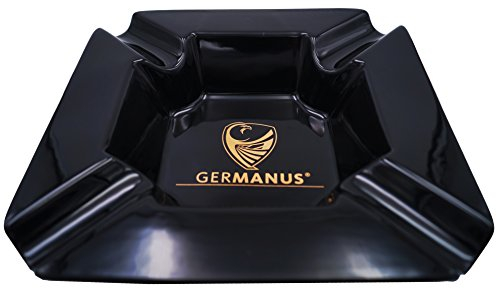 GERMANUS Großer Zigarrenascher Monument I Schwarz Gold, 22 x 22 x 5 cm
