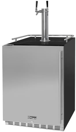 Kegco Kegerator 24 Wide Dual Tap Black/Stainless Steel Undercounter Beer Dispenser HK38BSU-L-2