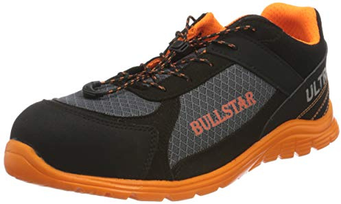 Bullstar Herren Sicherheitsschuh Ultra S1p Arbeitsschuhe, Schwarz Schwarz Orange 119, 44 EU
