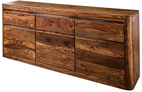 MASSIVMOEBEL24.DE | Toronto Sideboard mit Türen 185x80x40 Sheesham/Palisander - Verschiedene Größen und Farben, Farbe:Dunkelbraun gewachst, Größe:185x40x80 cm (BxTxH)