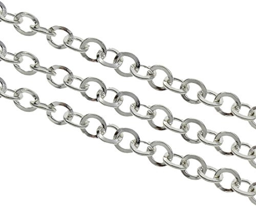 Perlin 9 Meter Gliederkette Link Kette Metallkette Rund Panzerkette 5 mm Altsilber Schmuckkette Meterware zur Schmuckherstellung von Halsketten Armband DIY Basteln K4 x3