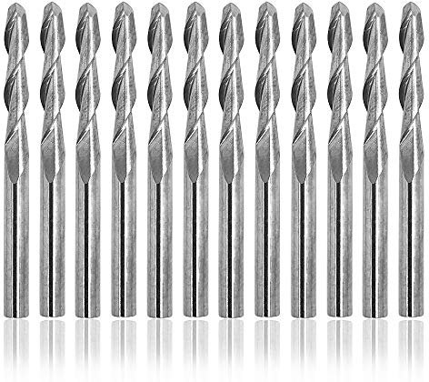 Afunta Kugelfräser, 3,175 mm, 2 mm Schneiddurchmesser, Wolframstahl, 17 mm Nutlänge, 12 Stück
