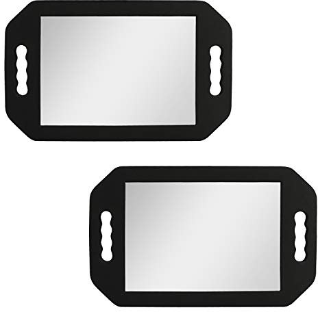 Kurtzy Leichter Handspiegel (2er Pack) Friseur Spiegel mit Schwarzen Schaumstoff Griffen für Barbiere, Salons & Friseure - Spiegel zum Schminken mit Doppelgriff - Hinterkopf Handspiegel mit Griff
