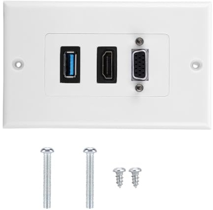 Prise Murale USB, 3 en 1 3 Ports VGA HDMI Prise USB3.0 Module de Montage Mural Panneau Audio Vidéo Composite.