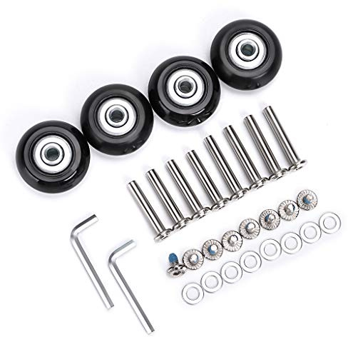 SUMNACON - Set mit 4 Ersatzrädern für Koffer, Reparatur-Kits für Radlager von feststellbaren Gummi-Schwenkrädern, 40 x 18 mm
