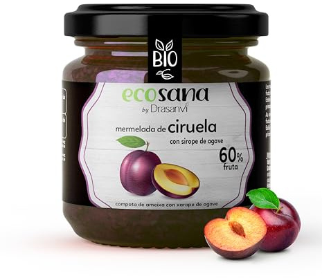 Drasanvi Mermelada Extra Ciruela S/Azucar Bio 260G Ecosana 260 g | Extra de Ciruela sin Azucar Anadido, Certificada BIO, Alto Contenido en Fruta, Ideal para el Desayuno, Vegana Diariamente