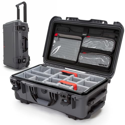 NANUK 935 Pro Photo Kit – Wasserdichter Hartschalenkoffer für Kameras, mit gepolsterten Trennwänden und Rollen, 56 x 36 x 23 cm – Staubdicht und stoßfest, Handgepäck (Graphit)