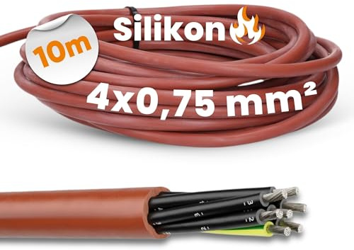 10 Meter Lapp 00460033 Ölflex Heat 180 Silikonleitung 4x0,75 mm² I Silikonkabel I Saunaofen Kabel 10 m I SiHF Saunakabel 4G0,75 mm² mit grün-gelben Schutzleiter