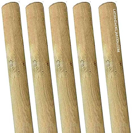 Suinga Set di 5 PALETTI Tutoree IN LEGNO senza punta da 150 cm, diametro 10 cm. Supporto per alberi. Costruzione di recinzioni, recinti, pergolati, agricoltura