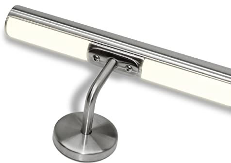 Pasamanos para escaleras de acero inoxidable con LED blanco natural multicolor predisposición led (310 cm, pasamanos con luz natural LED 4000k)