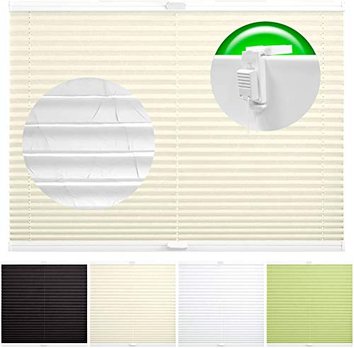 Horivert Plissee Pliseerollo mit Klemmträger Ohne Bohren Crush Stoff Fensterrollo Klemmfix Faltrollo Jalousie Sonnenschutz Blickdicht 65x230 cm