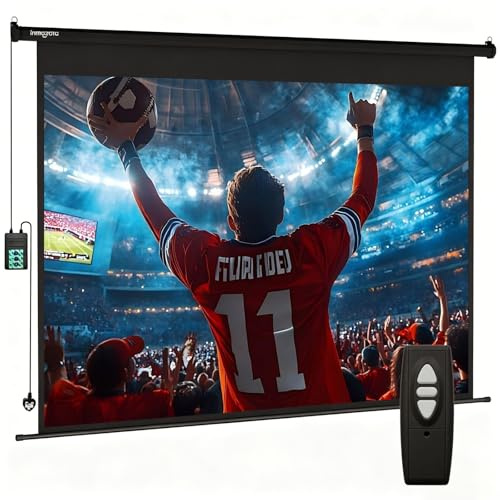 IMOZATA 4:3 HD Projector Screen 120inch Electric Projector Screen with Remote Control Foldable Motorised Projection Screen for Home School Theater Cinema Indoor Outdoor Projector Movie Screen(120inch)