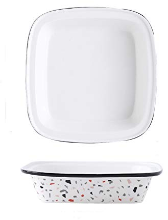 Platos Llanos Placa de cena de porcelana cuadrada, placa de sopa de ensalada de pasta de la familia, Placa de hornear personalizada Sirviendo para queso arroz al horno, caja fuerte de microondas Plato