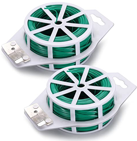 Filo per Legare Piante 2 Pezzi 100 m Laccetti Lacci per Piante Filo di Ferro da Giardinaggio Cravatta da Giardino Verde per Supporto pianta Albero Cavi di Piante Legacci