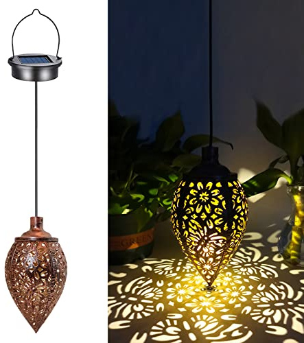Solarleuchten Garten Hängend, Gartendeko Vintage, Solar Hängelampen für Außen, Laternen für Draußen Wetterfest, Solarlampen für Außen, Garten Deko LED Outdoor Solarlaterne Gartenlampe IP65 (1 Stück)