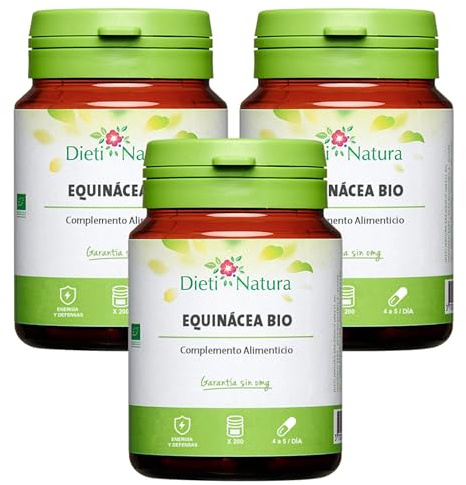 Dieti Natura Equinácea BIO 200 Cápsulas de Origen Vegetal (Pack de 3) - Equinácea Adaptógena que funciona como un Fortificador Natural para Estimular las Defensas y Combatir Cambios Estacionales