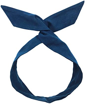 Vintage Stirnbänder Damen,Haarband Kopfband Frauen Haarbänder Bow Flexibler Eisendraht Biegbar Stirnband Haarreif mit Schleife, Retro Haarschmuck Haare Zubehör für Damen Mädchen,Navy blau