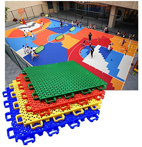 Tapis Caillebotis en Caoutchouc 25CM Sol Sportif Extérieur en Plastique, Carreaux De Sol Sportifs Modulaires À Emboîtement, pour Terrain De Basket Terrain De Tennis De Table Gymnase
