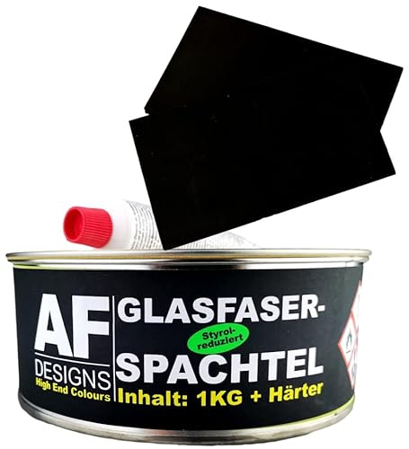 GFK Glasfaserspachtel 1 kg & Härter + 2x | Hochwertiger Profi GLASFASER Spachtel + 2 x Gummispachtel