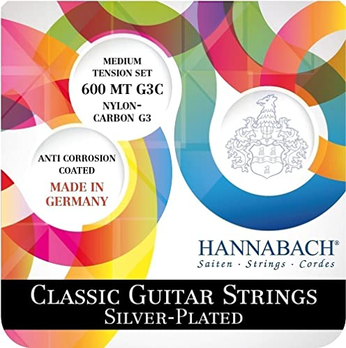 Hannabach Klassikgitarre-Saiten Satz 600 G3C G3 CARBON Medium Tension, 600MTG3C