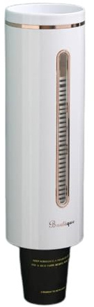 Chonor Dispensador de Vasos de Papel en Pared, Transparente Resistente al Agua y al Polvo, Accesorio de Fuente para Beber, Utilizado en oficinas, hogares y restaurantes etc（Blanco）