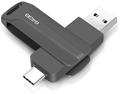 Clé USB 2 en 1 64 Go, Type C Pendrive 64 Go USB C Flash Drive 64GB Giga 2-in-1 OTG Pen 64GB pour PC/Tablet/Laptop/Smartphone avec Type C, Xiaomi/Huawei (Gris)