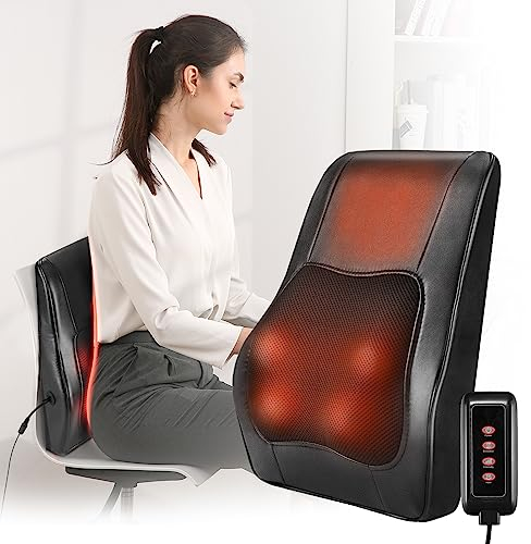 Careboda Rückenmassagegerät mit Wärme, Shiatsu Massagegerät für Nacken, Rücken, Schulter, Elektrische Massagekissen mit 3D Massageköpfen und 3 Speed, für Männer und Frauen,vatertagsgeschenk für papa