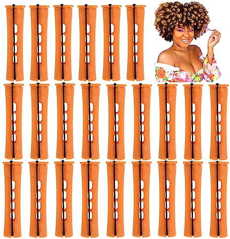 Bigoudis pour permanente - Bigoudis pour cheveux - Outils de coiffure pour cheveux longs et courts - Bigoudis en couleur orange foncé pour cheveux naturels