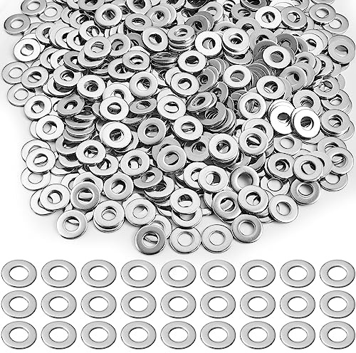 Hotop 500 Pcs Stainless Flat Washer 3/8 ID, 7/8 OD Fender Washers 304 Stainless Steel Washers for Factories Repair, Kitchens, Shops, and Outdoor Construction