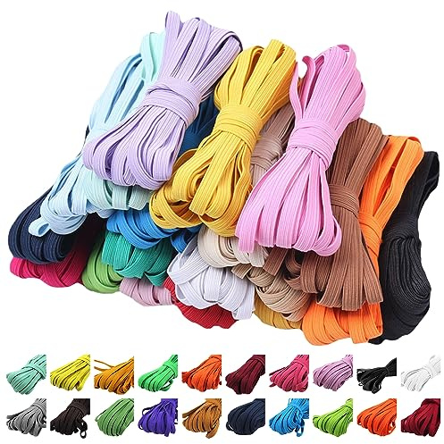 Cinta elástica resistente a la rotura: 20 unidades de goma ancha de 6 mm, para costura, 3 m de largo, cuerda de goma, para ropa de casa, manualidades, telas para costura