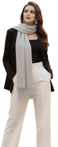LA FERANI Damen Kaschmir Schal Herbst 200x70 dünn Kaschmirschal Wollschal Wolle Uni Farbe Damenschal Geschenk für Sie